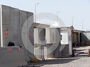 Blast barriers on a military camp in Iraq