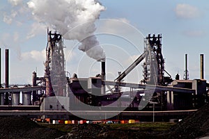 Blast furnaces on large integrated steelworks.