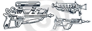 Blasters set monochrome emblems vintage