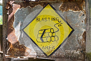 Blasting area warning sign