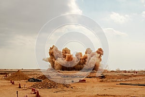 Blasting on the construction site in Oman
