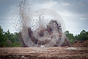 Blasting limestone in a quarry.GN photo