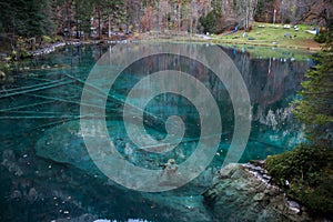 Blausee Blue Lake, Berner Oberland, Switzerland