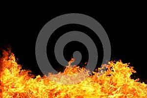 Blaze of fire flame background with black copyspace