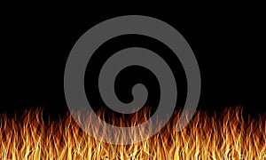 Blaze fire flame texture background isolated on black background.