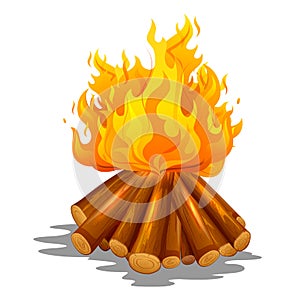Blazing bonfire inferno fire on wood for outdoor camping or Lohri celebration