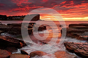 Blazing sunrise from Avalon Beach Australia