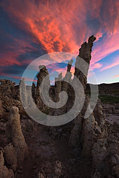 Blazing Sunset Over Tufa