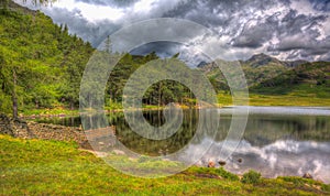 Blea Tarn the Lake District Cumbria UK in colourful HDR