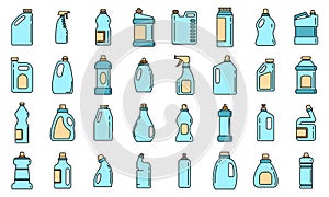 Bleach bottle icons set vector color