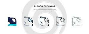 Bleach cleaning icon in different style vector illustration. two colored and black bleach cleaning vector icons designed in filled