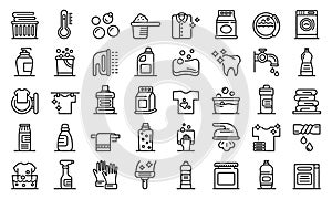 Bleach icons set, outline style