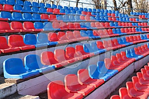 Bleacher seats in the speedway stadium