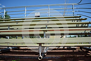 Bleachers at basefield field at a local community park.