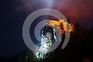 Bled castle at night