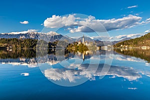 Bled Lake,Island,Church,Castle,Mountain-Slovenia