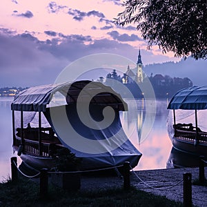 Bled Lake, island with Pilgrimage Church, Slovenia