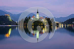 Bled Lake, island with Pilgrimage Church, Slovenia