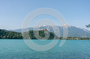 Bled lake in Slovenia on a cleary day