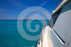 Bledes Bledas Ibiza islands view from boat side