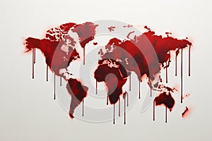 Bleeding Borders - Red Splatter World Map