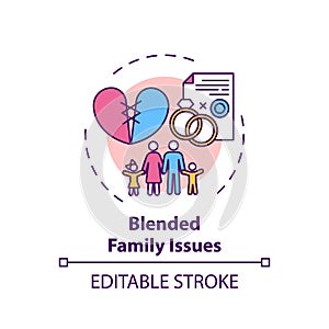 Blended family issues concept icon