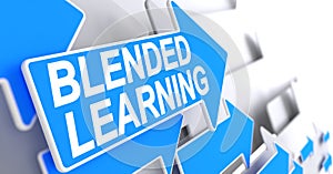 Blended Learning - Text on the Blue Arrow. 3D. photo