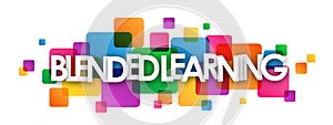 BLENDED LEARNING colorful overlapping squares banner photo