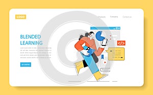 Blended Learning concept. Vector illustration.