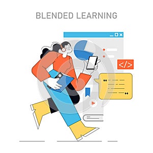 Blended Learning concept. Vector illustration.