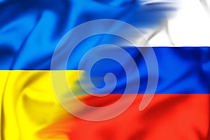 Blended Silk flags of Russian Federation and Ukraine illustration
