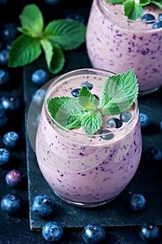 Blended smoothie with berries,  selective focus D