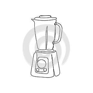 Blender continuous line drawing. One line art of home appliance, kitchen, electrical, food processor, cooking.