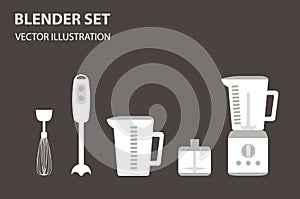 Blender flat icon set, household kitchen appliances, vector art