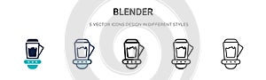 Blender icon in filled, thin line, outline and stroke style. Vector illustration of two colored and black blender vector icons