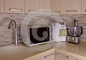 Blender,  microwave, and minibar