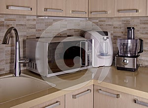 Blender,  microwave, and minibar