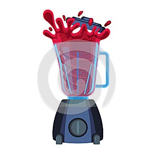 Blender with red splashes of cherry or strawberry juice vector