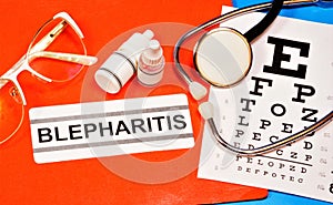 Blepharitis. Chronic inflammation of the edges of the eyelids. photo
