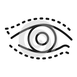 Blepharoplasty black line icon. Eye shape change cosmetic surgery. Isolated vector element. Outline pictogram for web page, mobile