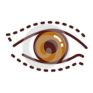 Blepharoplasty color line icon. Eye shape change cosmetic surgery. Isolated vector element. Outline pictogram for web page, mobile photo