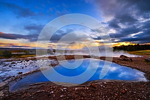 Blesi hot spring located in the Haukadalur geothermal area in Iceland