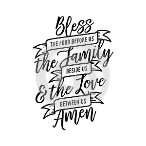 Bless the food kitchen typography. Vector vintage illustration. photo