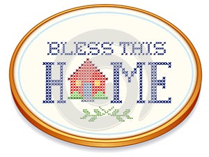 Bless This Home Embroidery Hoop