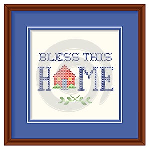 Bless This Home Embroidery, Wood Frame