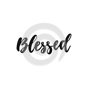 Blessed - hand drawn Autumn seasons Thanksgiving holiday lettering phrase isolated on the white background. Fun brush