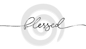 Blessed hand writing black vector line lettering.
