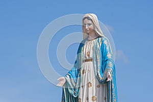 The Blessed Virgin Mary in front of the Roman Catholic Diocese, public place in Chanthaburi.