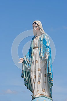 The Blessed Virgin Mary in front of the Roman Catholic Diocese, public place in Chanthaburi.