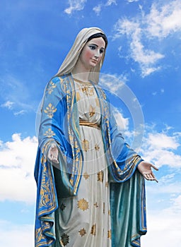 Blessed Virgin Mary statue isolated on white background